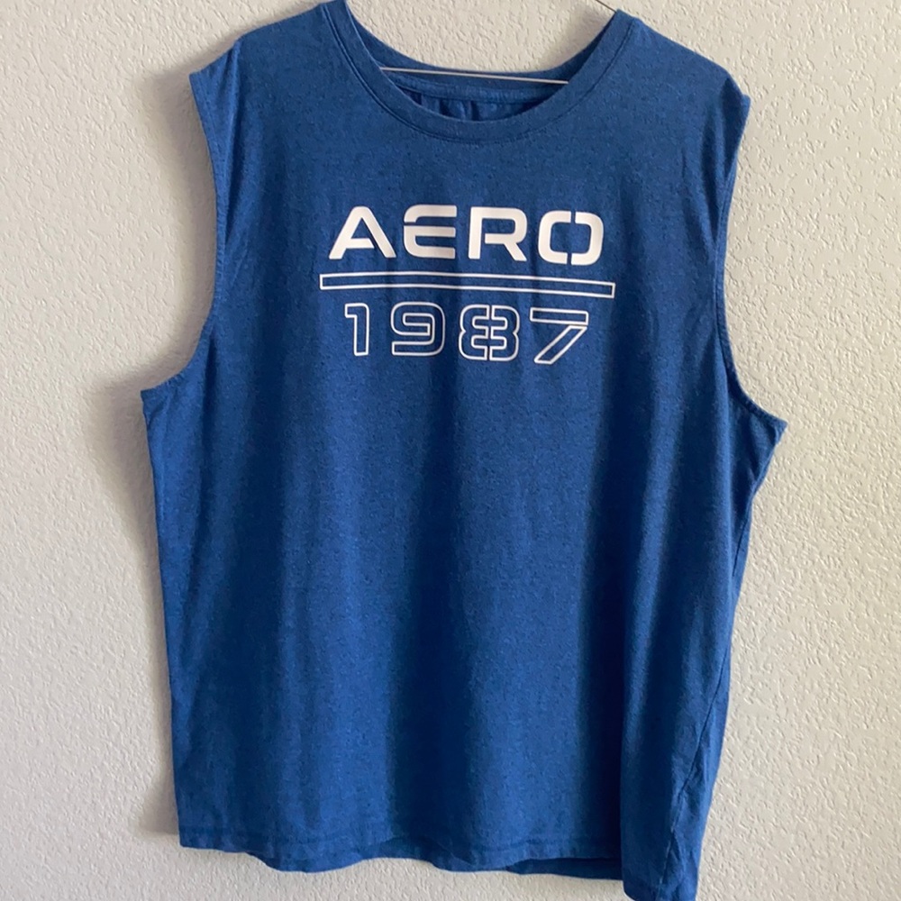Men’s Blue & White Aeropostale muscle shirt
